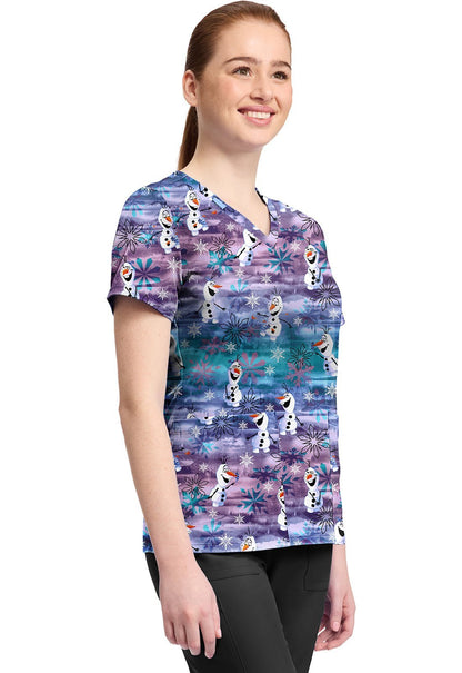 Olaf Tooniforms Licensed Disney Frozen V Neck Scrub Top TF796 FZLA - Scrubs Select