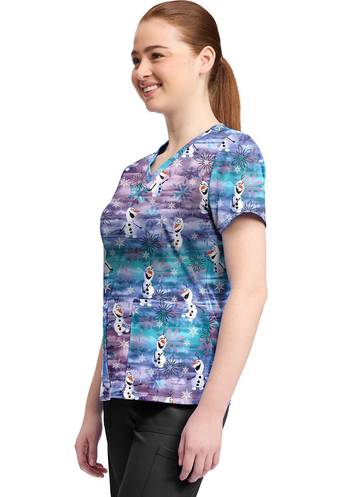Olaf Tooniforms Licensed Disney Frozen V Neck Scrub Top TF796 FZLA - Scrubs Select