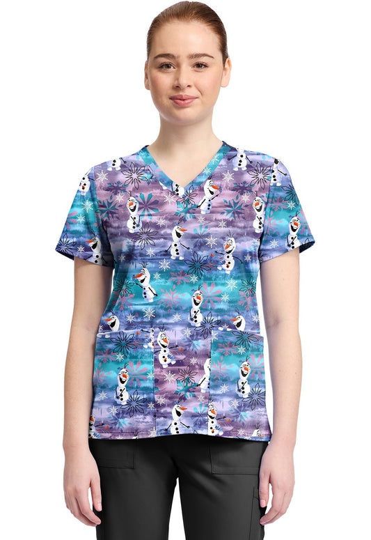Olaf Tooniforms Licensed Disney Frozen V Neck Scrub Top TF796 FZLA - Scrubs Select
