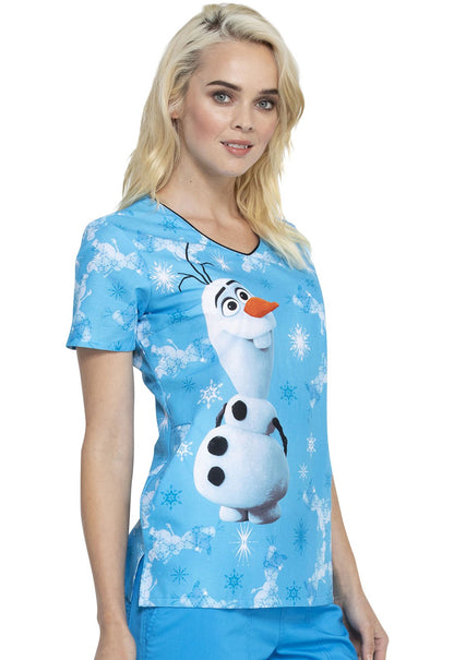 Olaf Tooniforms Licensed Frozen V Neck Scrub Top TF626 FZIB - Scrubs Select