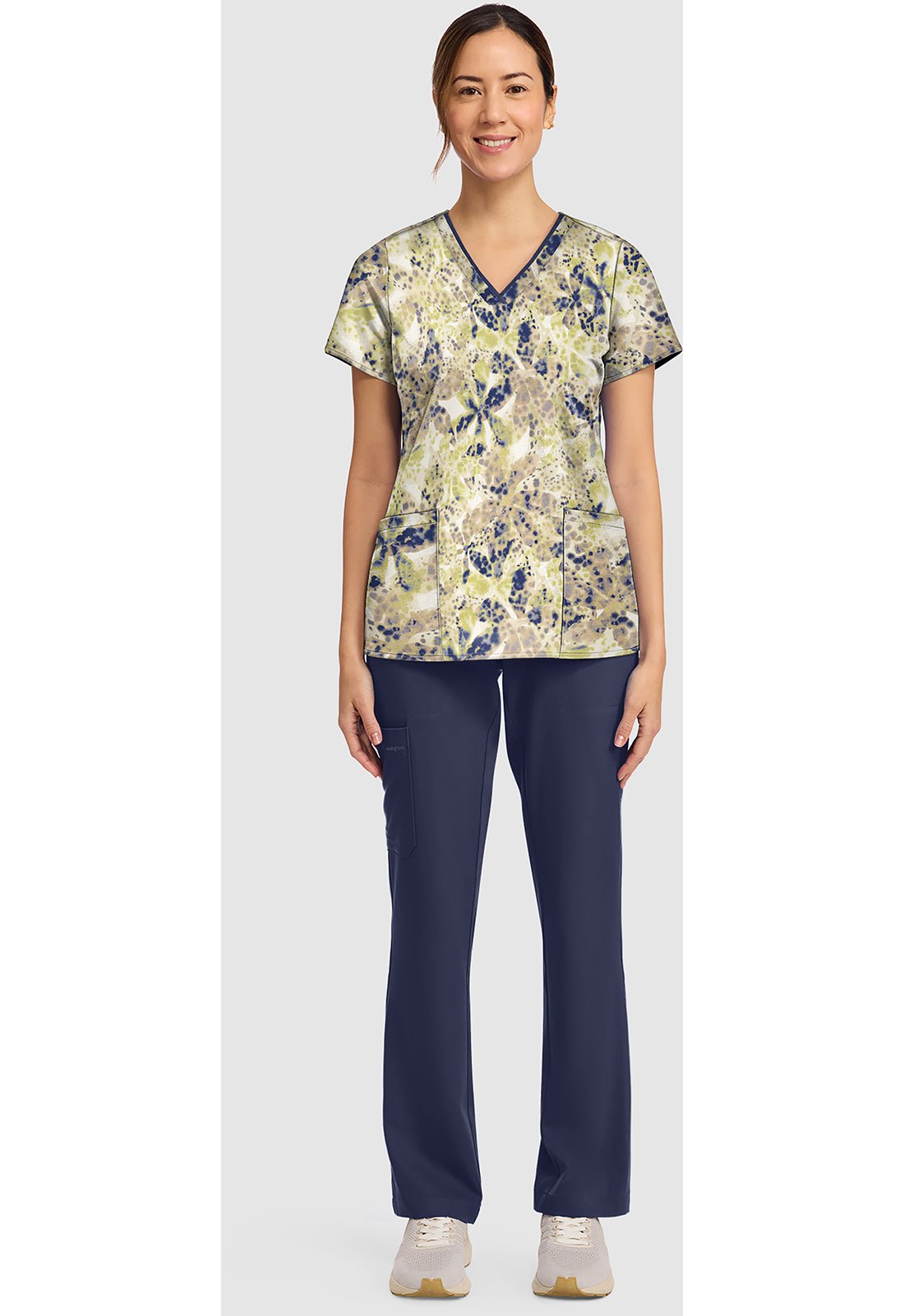 Orchid Rain Healing Hands Amanda Print Scrub V Neck Top HH910 ORRN - Scrubs Select