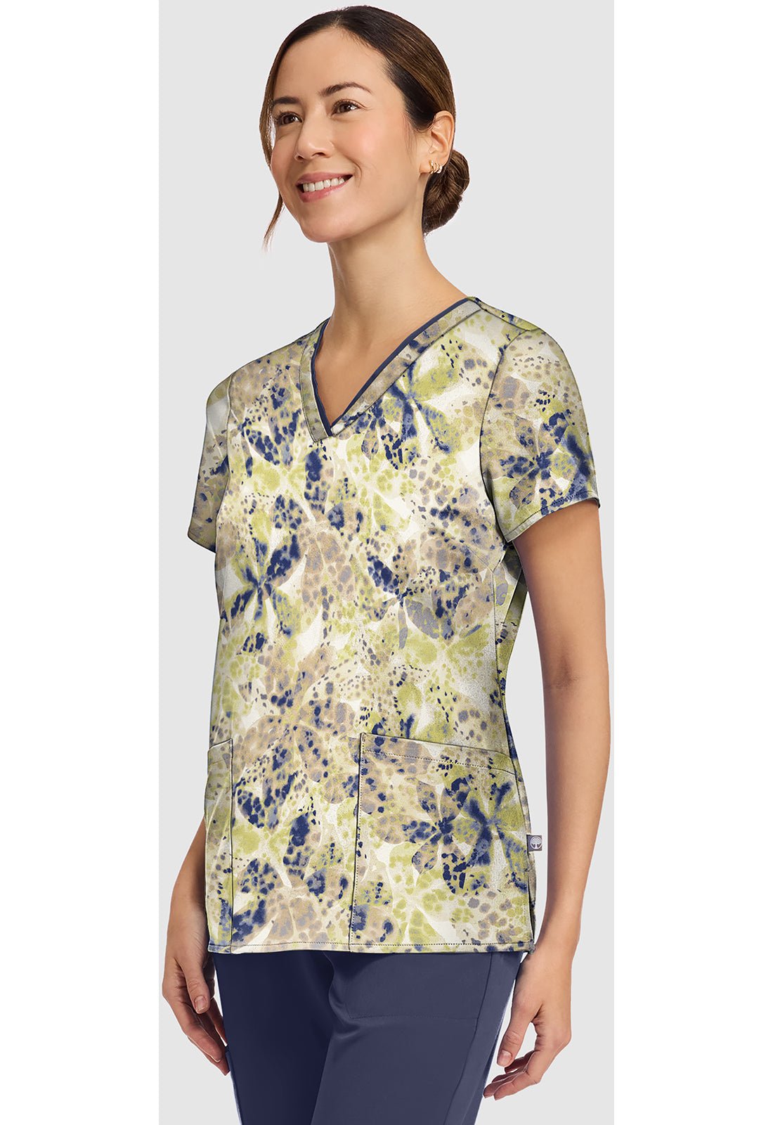 Orchid Rain Healing Hands Amanda Print Scrub V Neck Top HH910 ORRN - Scrubs Select