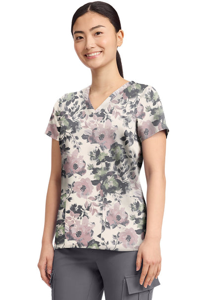 Peaceful Posies Healing Hands Scrubs Amanda Print V Neck Top HH908 PCPO - Scrubs Select
