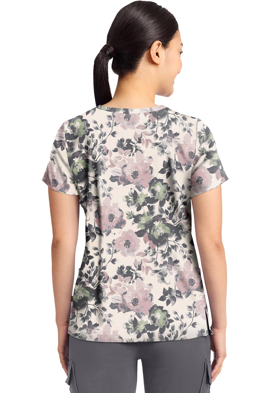 Peaceful Posies Healing Hands Scrubs Amanda Print V Neck Top HH908 PCPO - Scrubs Select