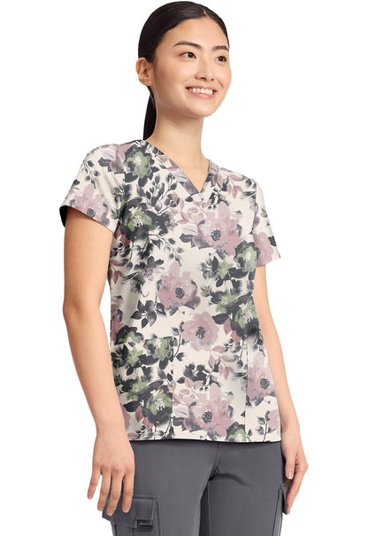 Peaceful Posies Healing Hands Scrubs Amanda Print V Neck Top HH908 PCPO - Scrubs Select