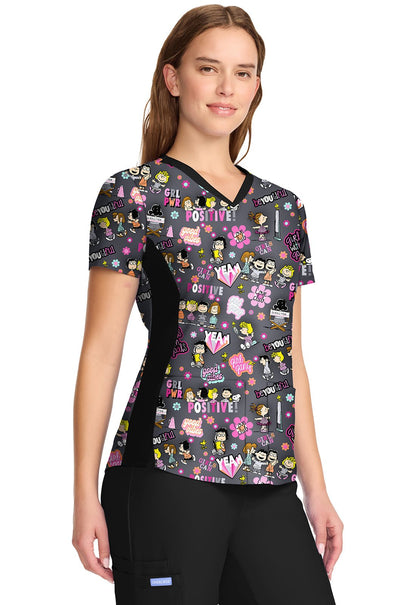 Peanuts Cherokee Tooniforms Charlie Brown V Neck Top TF783 PNGC - Scrubs Select