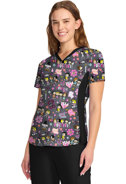 Peanuts Cherokee Tooniforms Charlie Brown V Neck Top TF783 PNGC - Scrubs Select