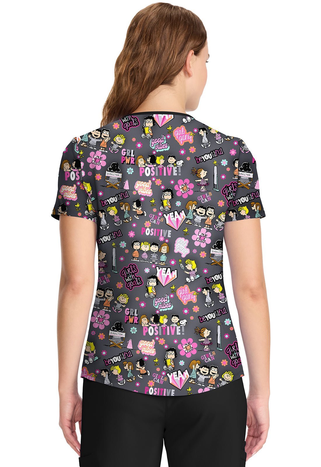 Peanuts Cherokee Tooniforms Charlie Brown V Neck Top TF783 PNGC - Scrubs Select