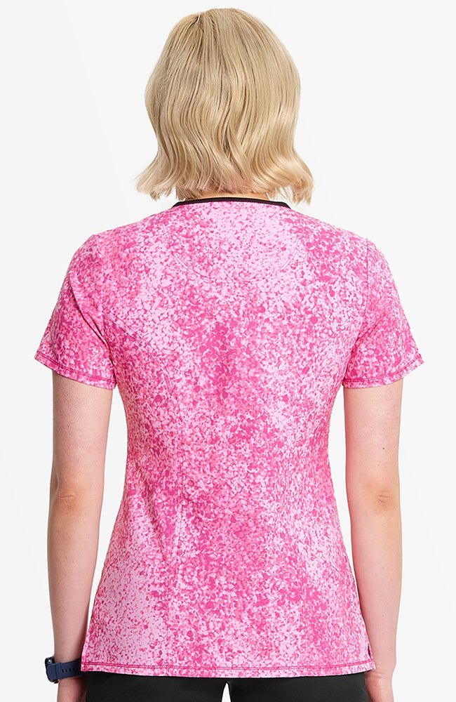 Pebble Power Cherokee Infinity Floral Print V Neck Scrub Top IN609 PBPW - Scrubs Select