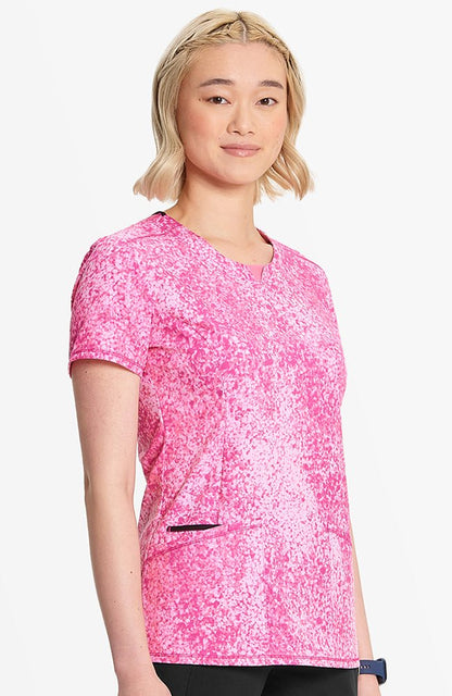 Pebble Power Cherokee Infinity Floral Print V Neck Scrub Top IN609 PBPW - Scrubs Select