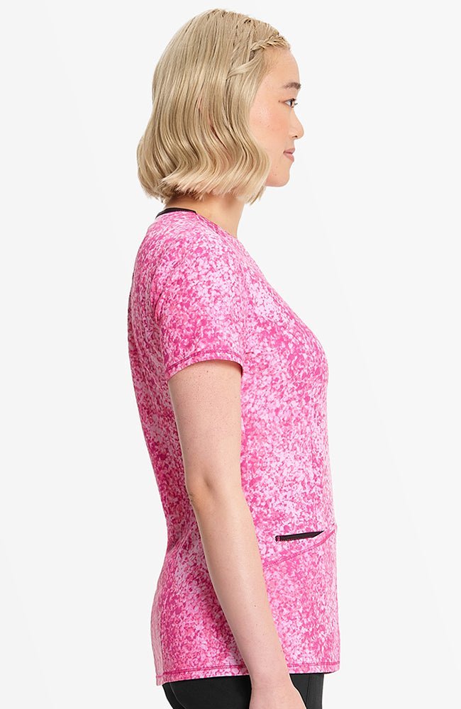 Pebble Power Cherokee Infinity Floral Print V Neck Scrub Top IN609 PBPW - Scrubs Select
