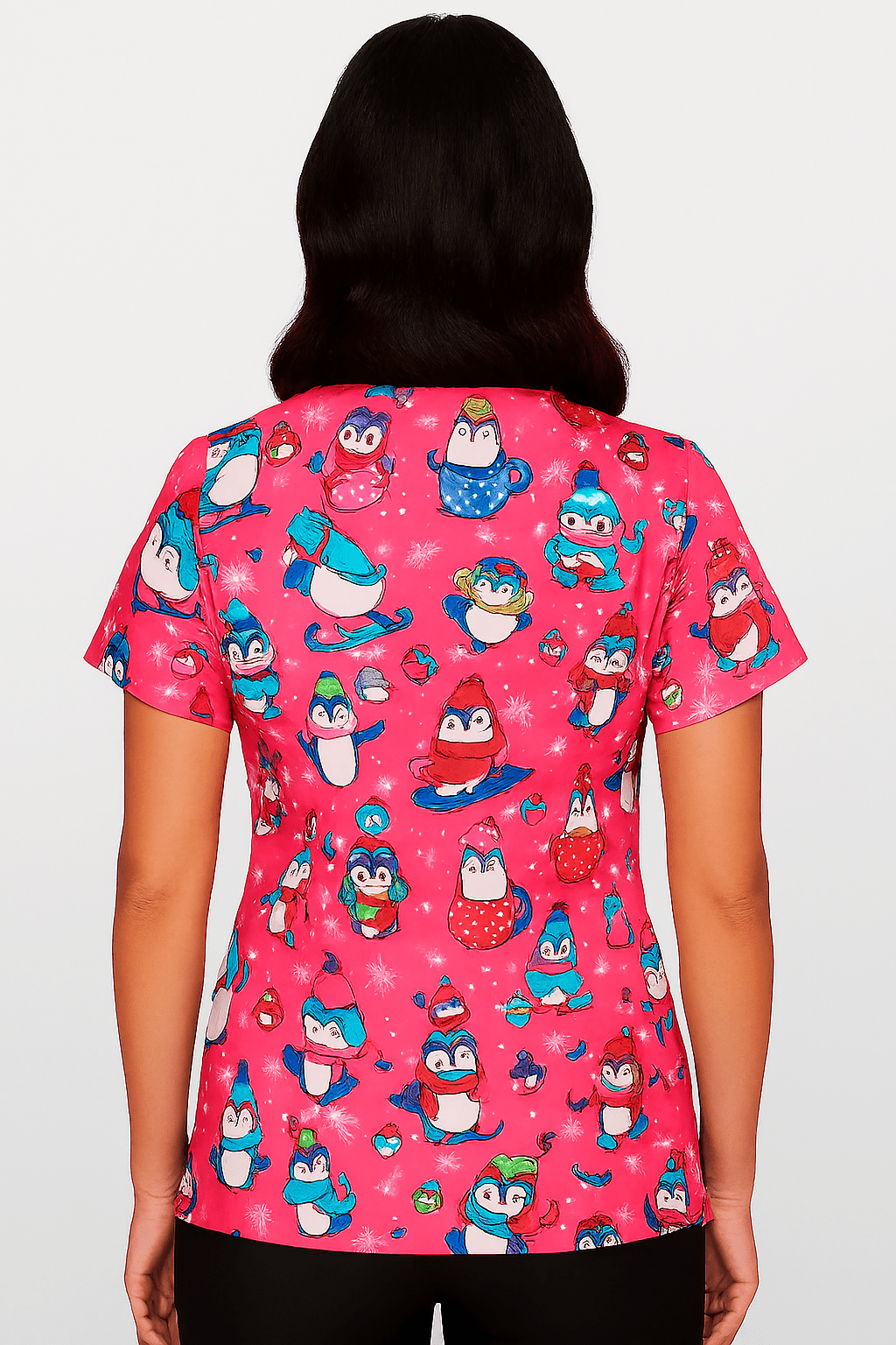 Penguin Palooza Zavate Print Winter Scrub V Neck Top 1054 PNPA - Scrubs Select