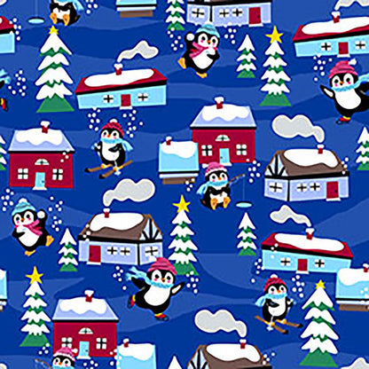 Penguins Playing Cherokee Scrubs Print V Neck Top CK856 PGPY - Scrubs Select