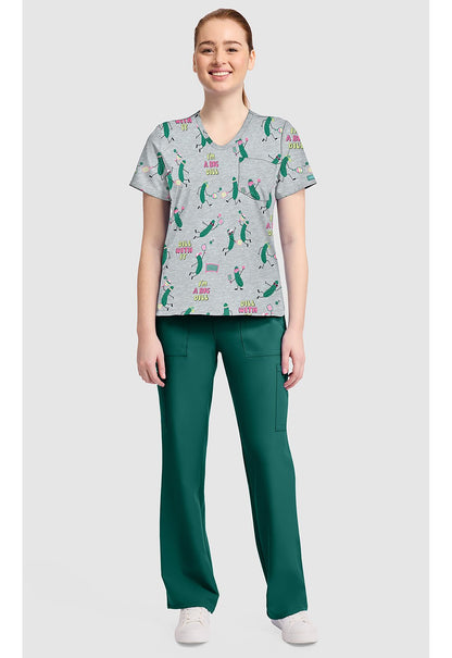 Pickleball Toile Cherokee Print V Neck Scrub Top CK857 PBAL - Scrubs Select