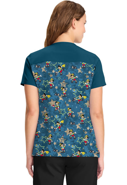 Pinocchio Tooniforms Disney Licensed V Neck Scrub Top TF639 PILB - Scrubs Select