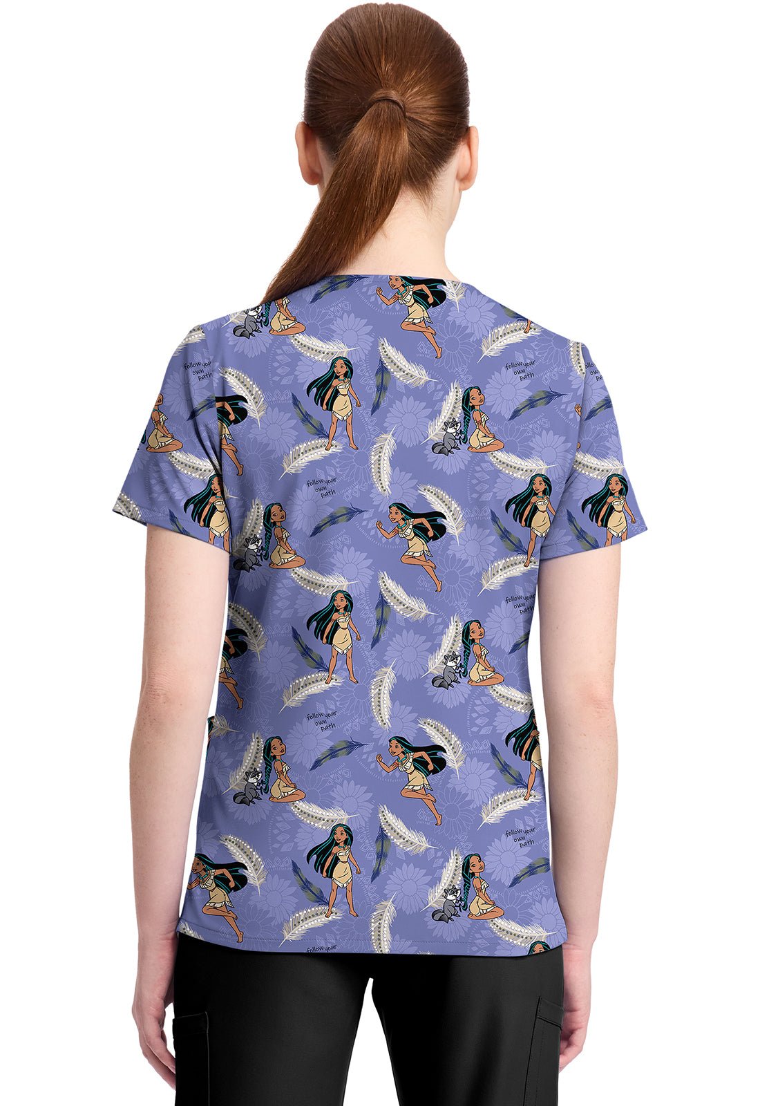 Pocahontas Tooniforms Licensed Disney V Neck Scrub Top TF796 PRPW - Scrubs Select