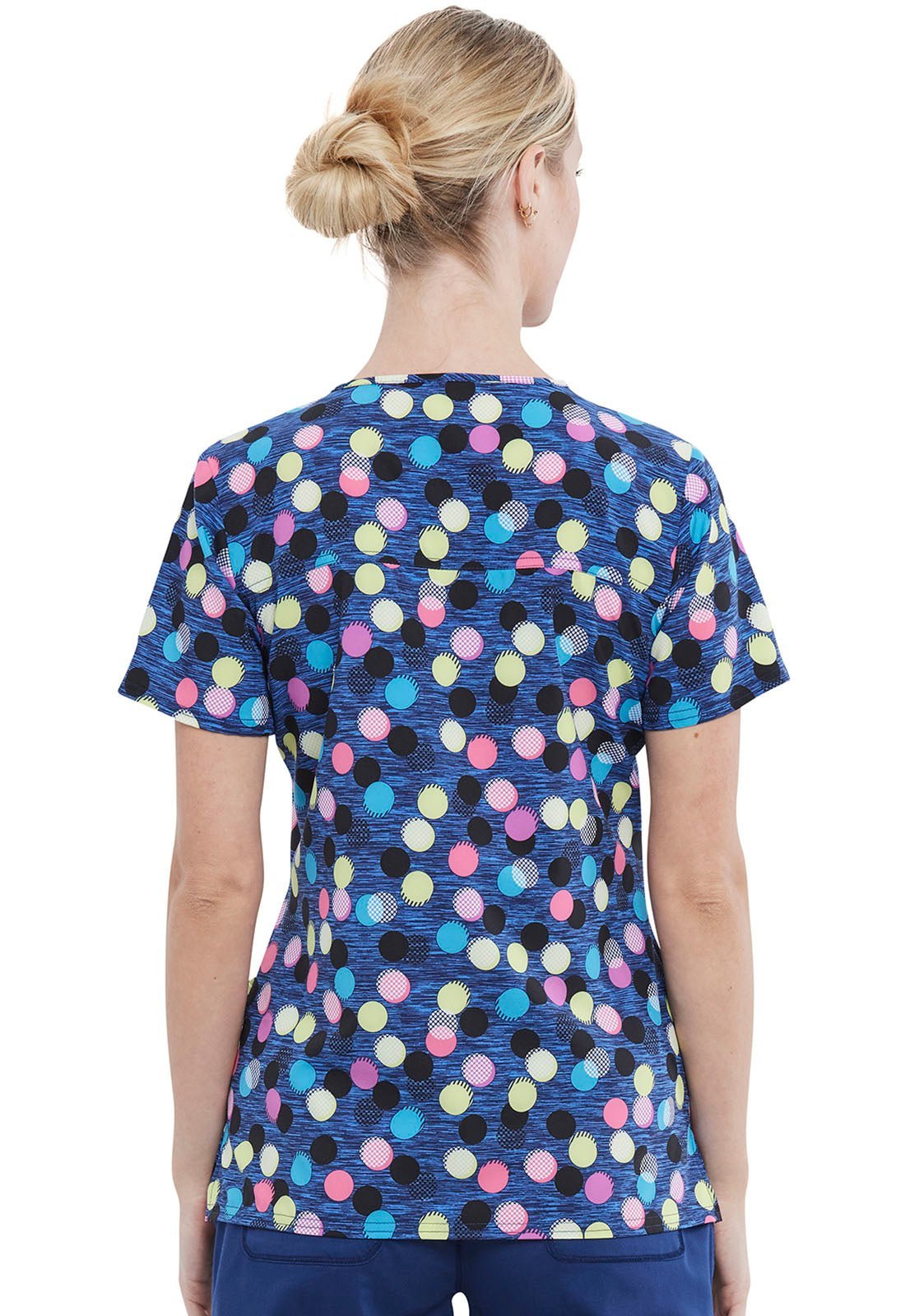 Polka Dot Cherokee Print V Neck Scrub Top CK671 GEOJ - Scrubs Select