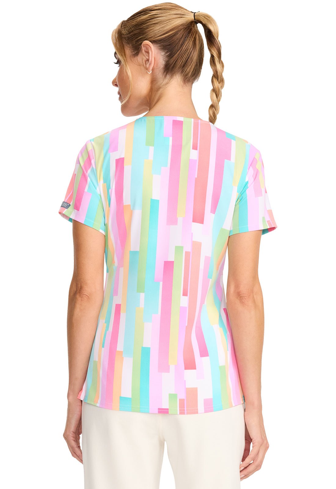 Pop Stripes Med Couture Print V Neck Scrub Top MC632 PPST - Scrubs Select