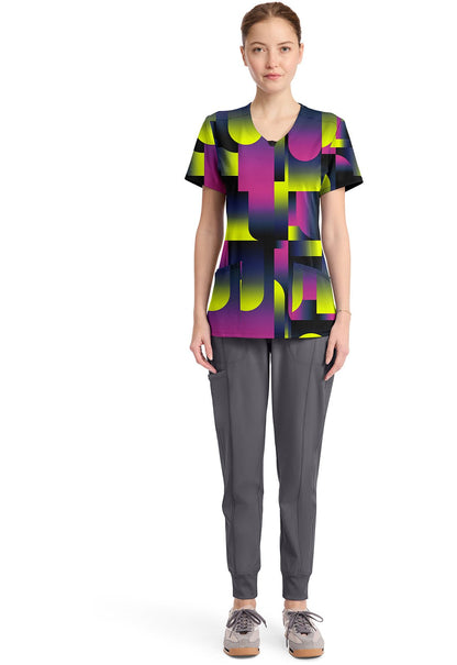 Portal Cherokee Infinity Print Round Neck Scrub Top CK609 POTL - Scrubs Select