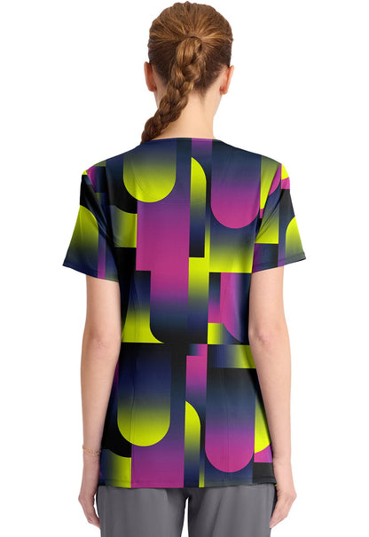 Portal Cherokee Infinity Print Round Neck Scrub Top CK609 POTL - Scrubs Select