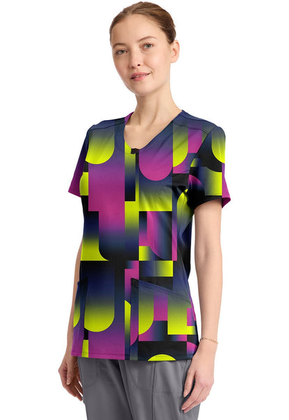 Portal Cherokee Infinity Print Round Neck Scrub Top CK609 POTL - Scrubs Select