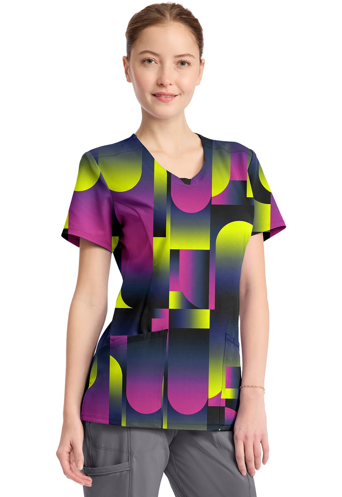 Portal Cherokee Infinity Print Round Neck Scrub Top CK609 POTL - Scrubs Select