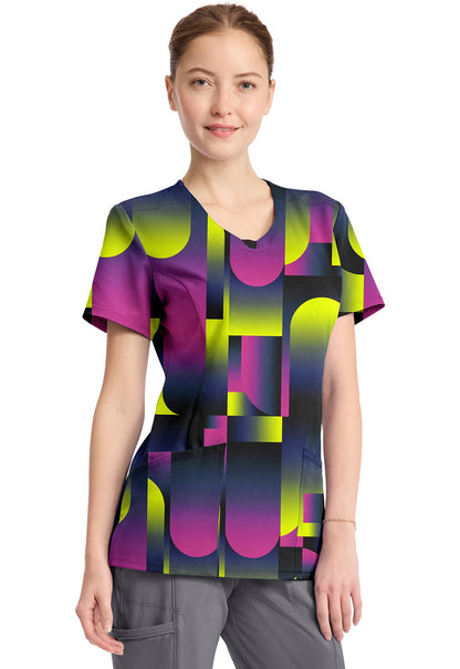 Portal Cherokee Infinity Print Round Neck Scrub Top CK609 POTL - Scrubs Select