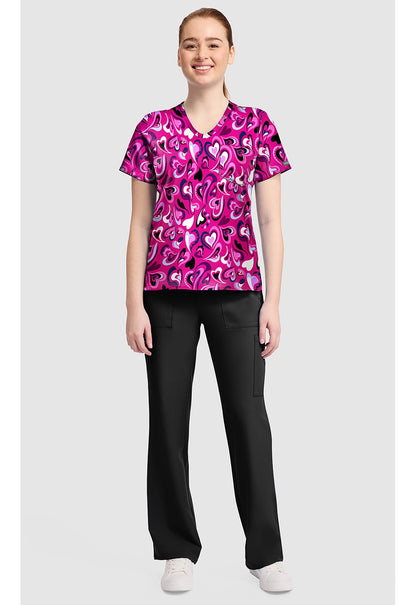 Pretty Hearts Cherokee Print V Neck Scrub Top CK857 PTHT - Scrubs Select