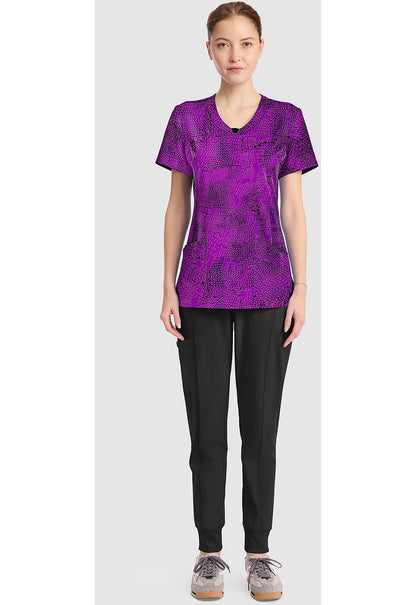 Pretty Python Cherokee Infinity Print Round Neck Scrub Top CK609 PRTY - Scrubs Select