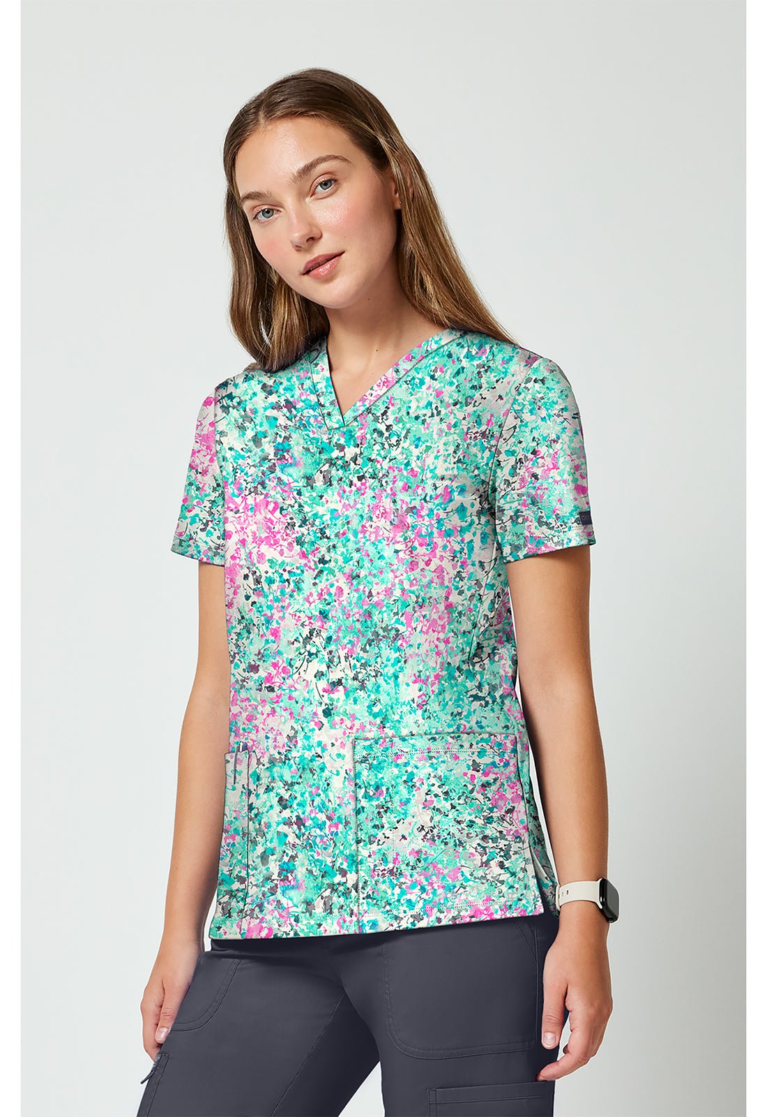 Pretty Rugged Cherokee Achieve V-Neck Scrub Top CK00010 PRTR - Scrubs Select
