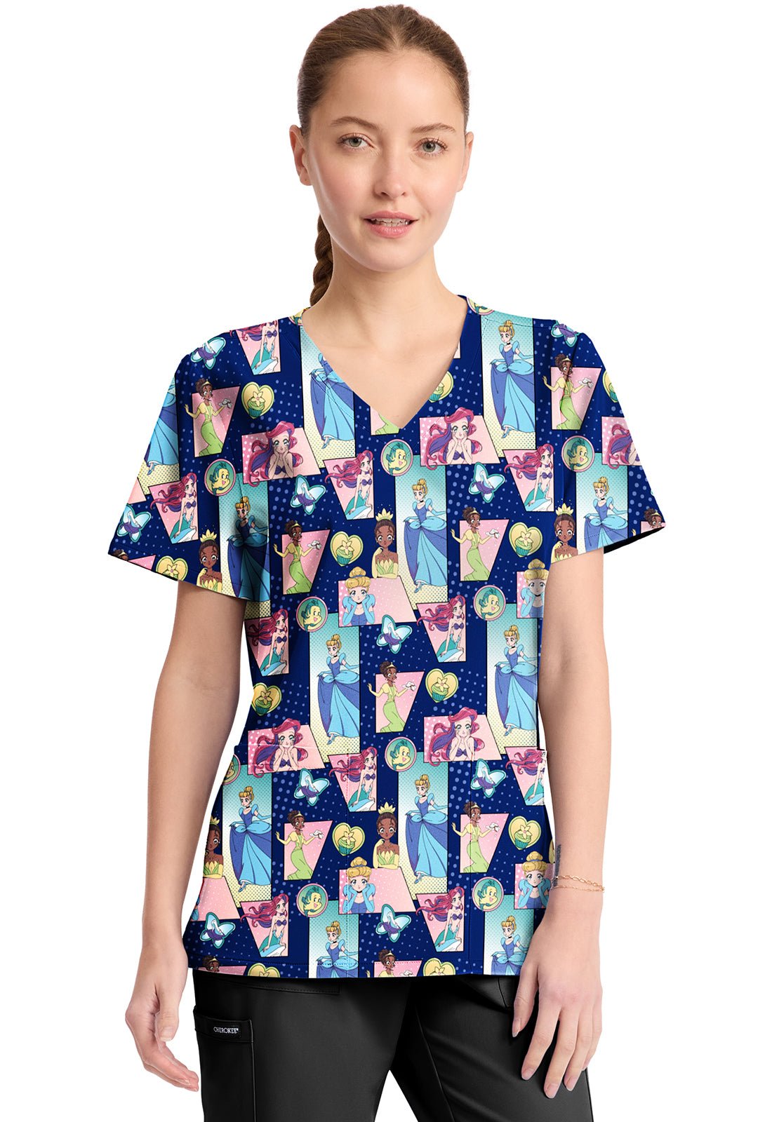 Princess Tooniforms Licensed Disney V Neck Scrub Top TF794 PRXP - Scrubs Select
