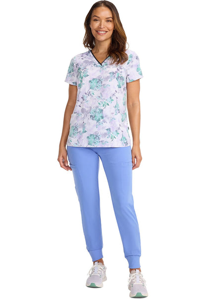 Quiet Petals Healing Hands Amanda Print Scrub V Neck Top HH910 QTPT - Scrubs Select