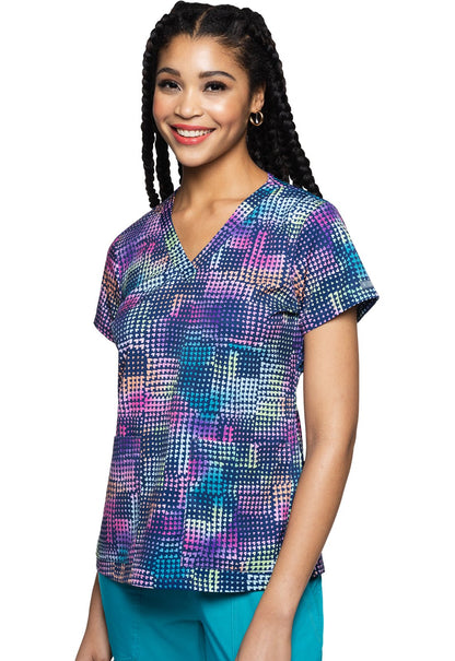 Rainbow Patch Med Couture Print V Neck Scrub Top MC8564 RWPT - Scrubs Select