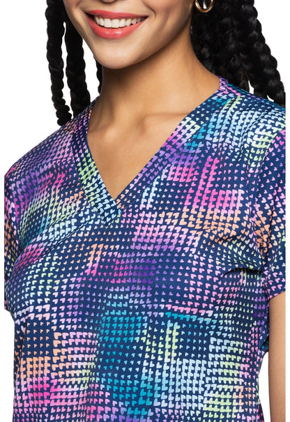 Rainbow Patch Med Couture Print V Neck Scrub Top MC8564 RWPT - Scrubs Select