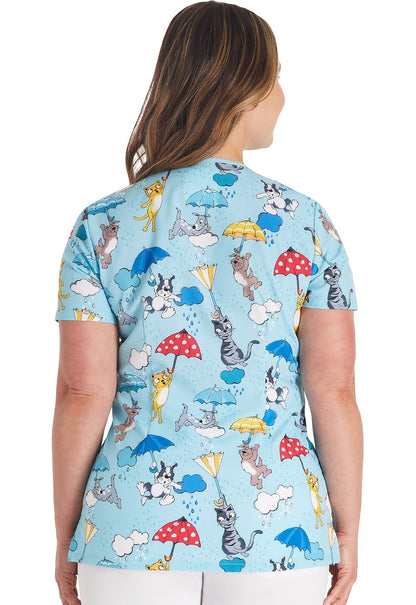 Rainy Day Paws Cherokee Print V Neck Scrub Top CK678 RDPW - Scrubs Select