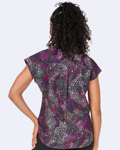 Razzle & Dazzle Zavate Diana Print Scrub Mandarin Collar Top 1172 RZDZ - Scrubs Select