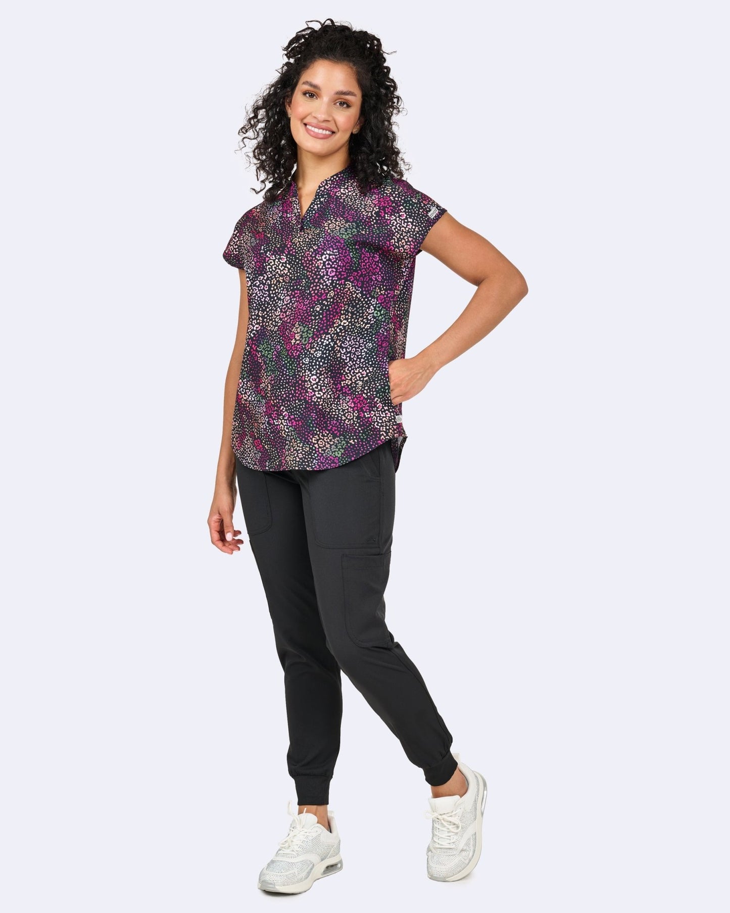 Razzle & Dazzle Zavate Diana Print Scrub Mandarin Collar Top 1172 RZDZ - Scrubs Select