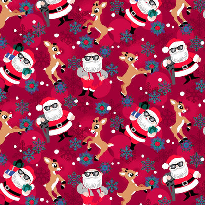 Rudolph Santa Tooniforms Licensed Christmas V Neck Scrub Top TF796 RUFB - Scrubs Select