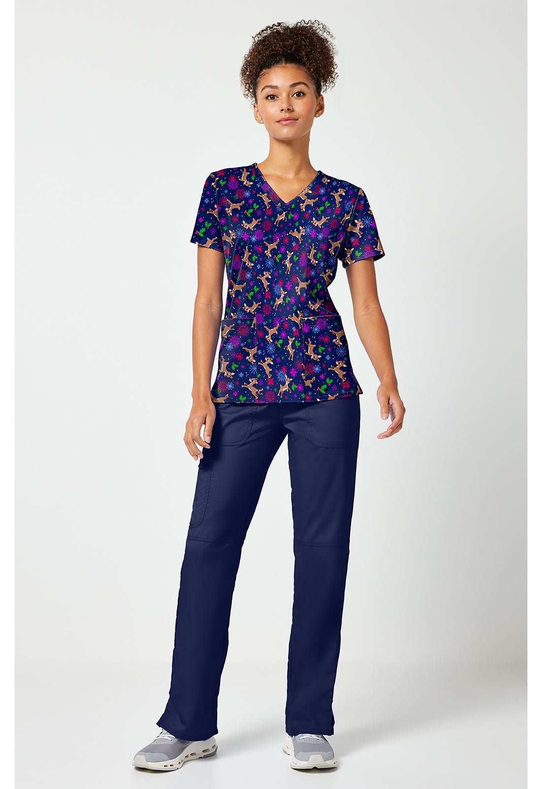 Rudolph Santa Tooniforms Licensed Christmas V Neck Scrub Top TF796 RUSO - Scrubs Select