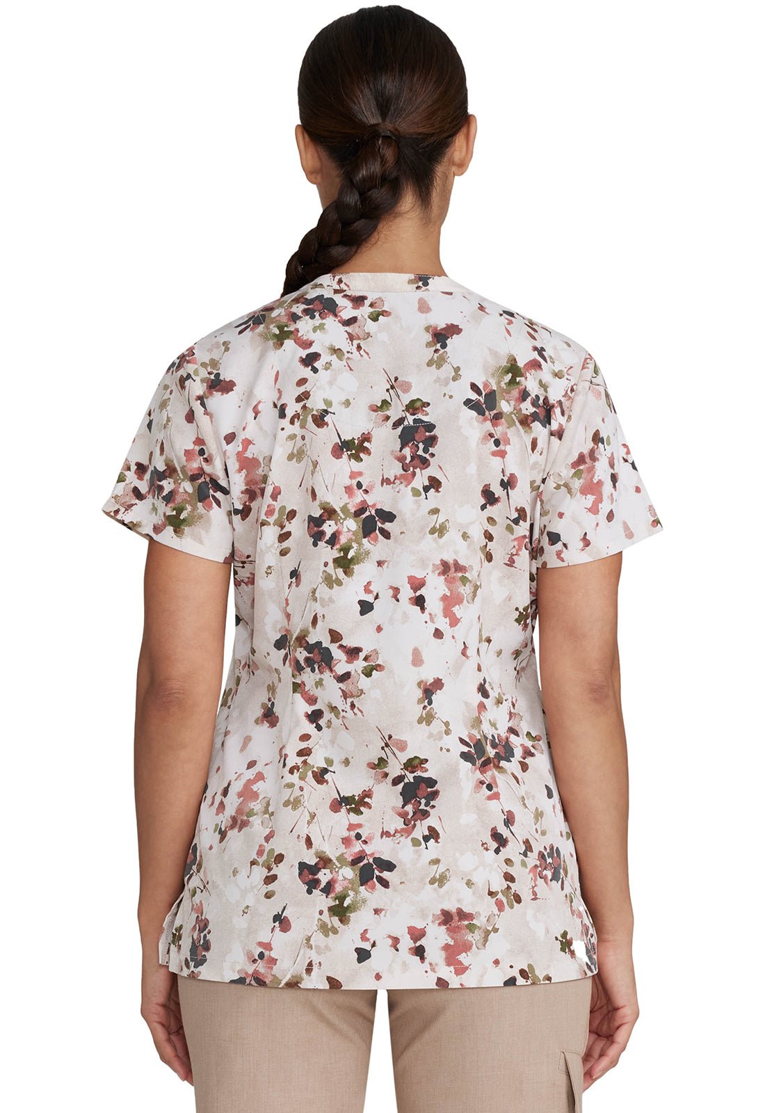 Rustic Floral Healing Hands Print Scrub Zip Front Top 2271 PYFR - Scrubs Select
