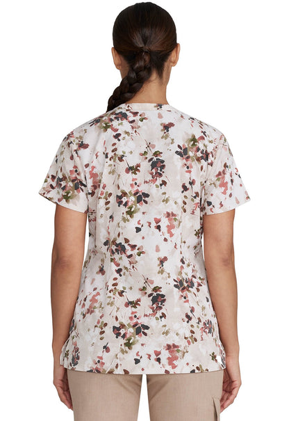 Rustic Floral Healing Hands Print Scrub Zip Front Top 2271 PYFR - Scrubs Select