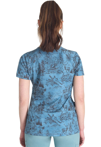 Rustic Toile Dickies Print V Neck Scrub Top DK667 RSTL - Scrubs Select
