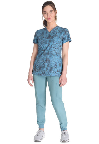 Rustic Toile Dickies Print V Neck Scrub Top DK667 RSTL - Scrubs Select
