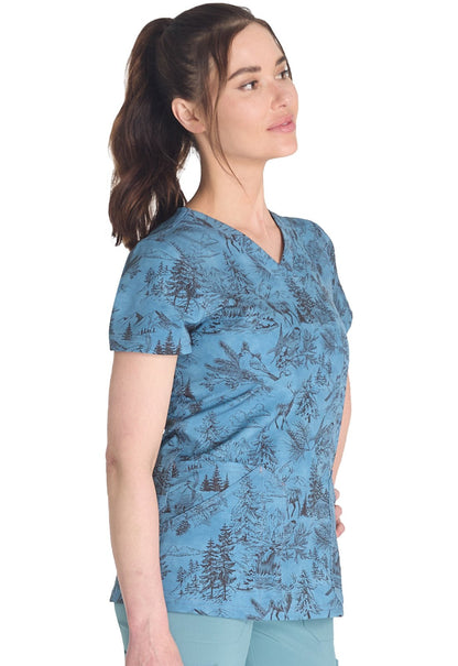 Rustic Toile Dickies Print V Neck Scrub Top DK667 RSTL - Scrubs Select