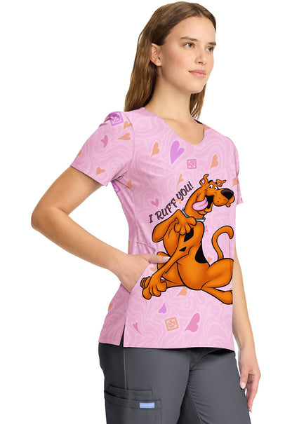 Scooby Doo Cherokee Tooniforms Licensed Disney V Neck Scrub Top TF626 SDHL - Scrubs Select