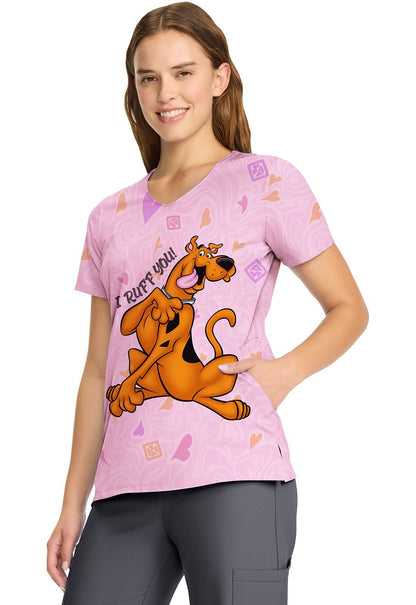 Scooby Doo Cherokee Tooniforms Licensed Disney V Neck Scrub Top TF626 SDHL - Scrubs Select