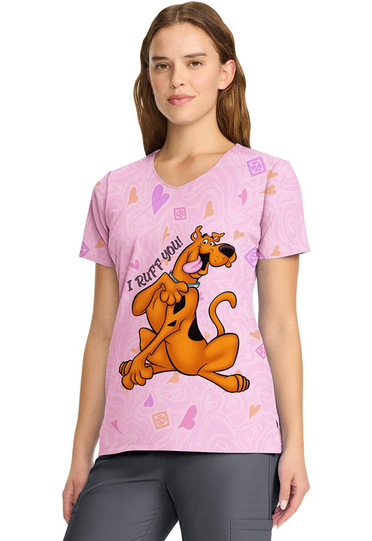 Scooby Doo Cherokee Tooniforms Licensed Disney V Neck Scrub Top TF626 SDHL - Scrubs Select