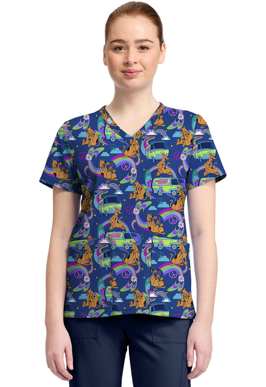 Scooby Doo Tooniforms Licensed V Neck Scrub Top TF796 SDMY - Scrubs Select