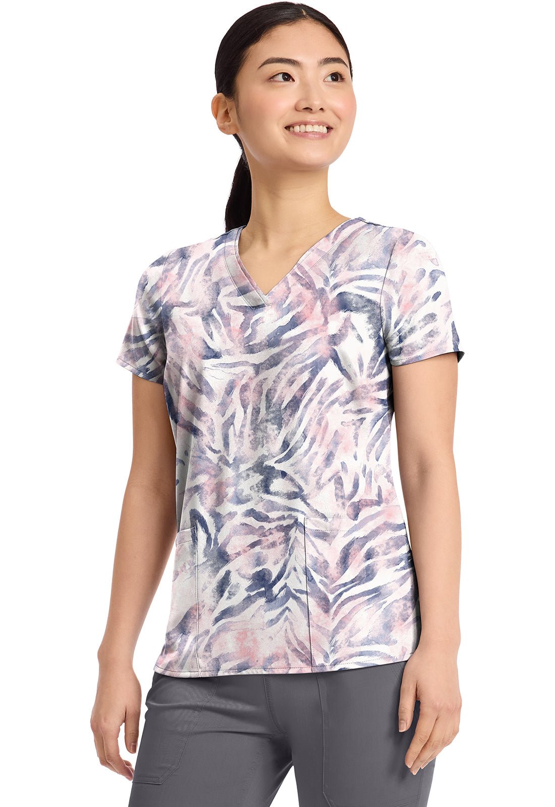 Serene Safari Healing Hands Amanda Print Scrub V Neck Top 2266 SRSF - Scrubs Select