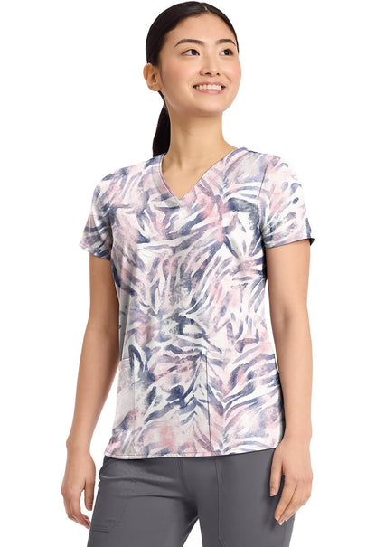 Serene Safari Healing Hands Amanda Print Scrub V Neck Top 2266 SRSF - Scrubs Select